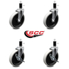 Service Caster 5 Inch Thermoplastic Wheel 1-3/8 Inch Expanding Stem Caster Set with 2 Brakes SCC-EX05S510-TPRS-138-2-SLB-2